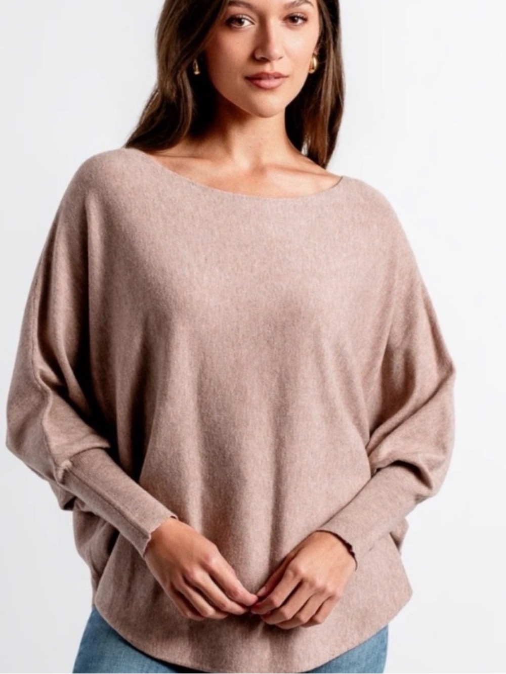 Kerisma Ryu Dolman Sleeve Sweater Tan M/L Ribbed Oversized Knit